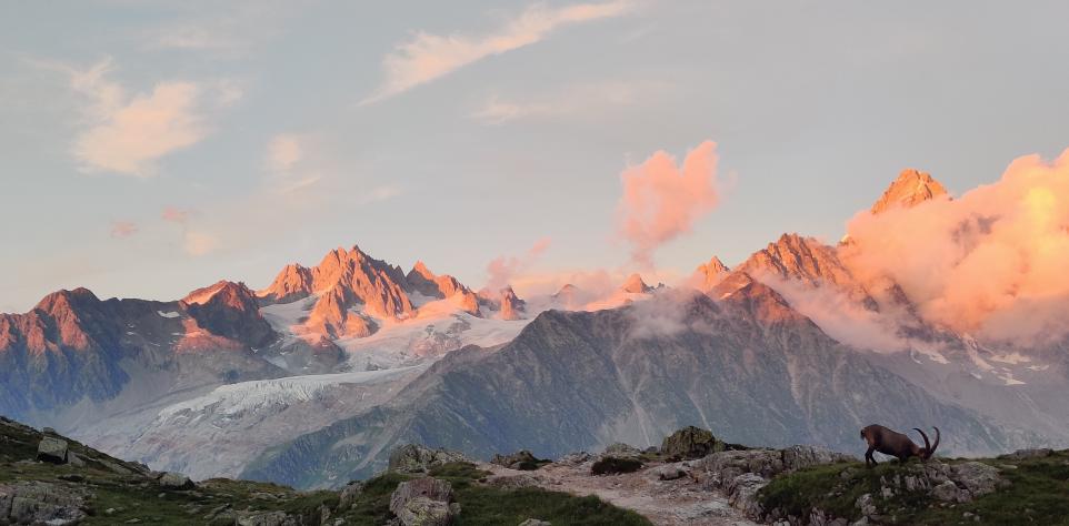 couché de soleil sur les montagnes 